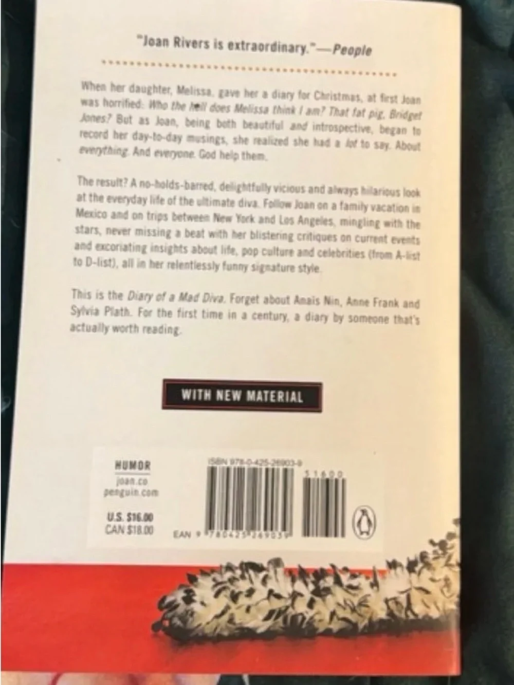 Joan Rivers White and Red Paperback Back Cover with Gold Accents